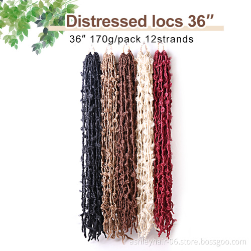 Julianna 14 18 24 36 Distressed locs Craft Dread Locks Crochet Braiding Light African Hair Extension 36 inch Distressed locs